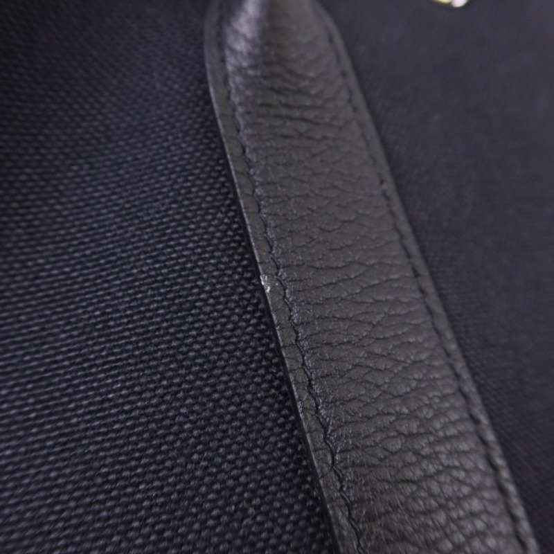 HERMES 帆布Garden Party TPM銀扣手挽袋Noir-14