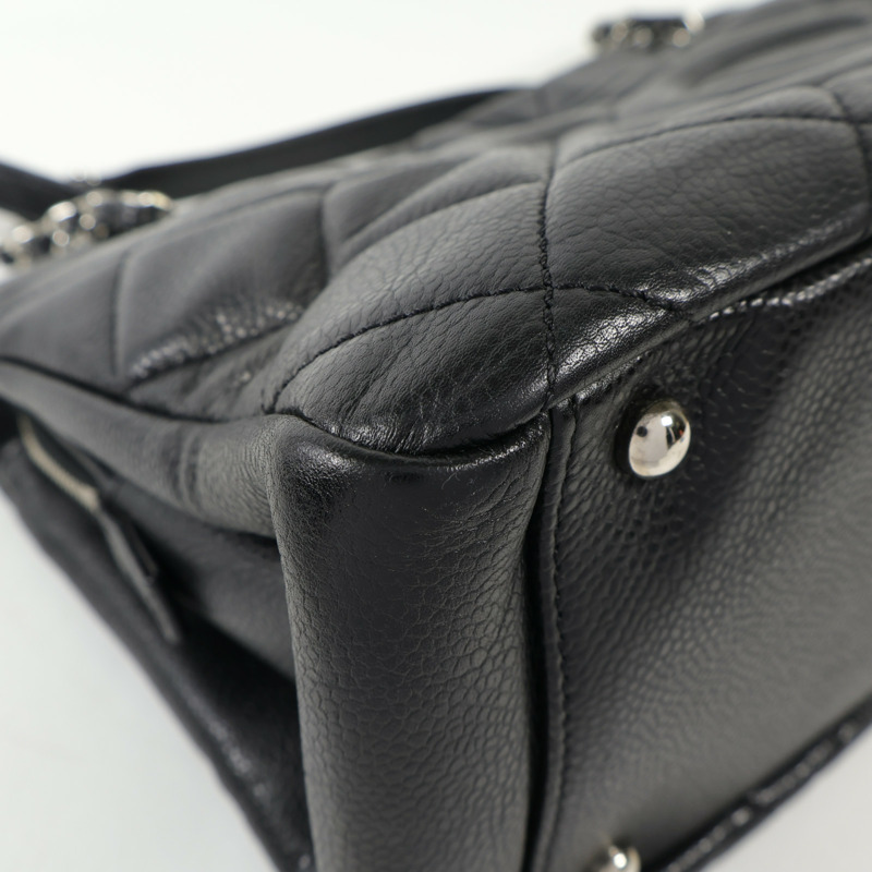 CHANEL 牛皮皮革Totebag銀扣手挽袋-5