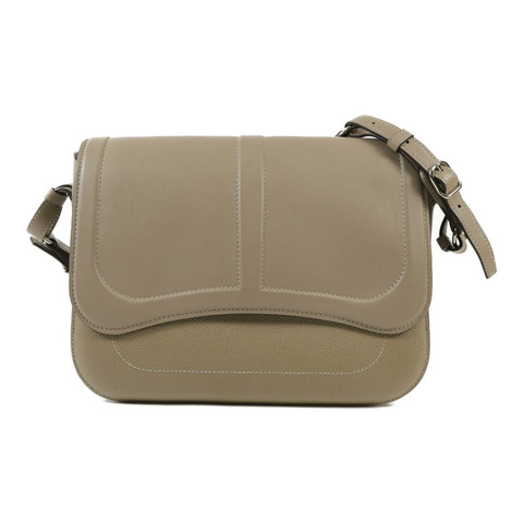 HERMES Epsom/Swift皮革Harnais銀扣肩背袋Etoupe