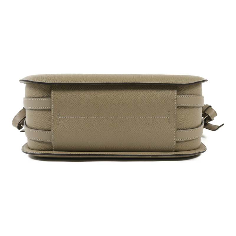 HERMES Epsom/Swift皮革Harnais銀扣肩背袋Etoupe-3