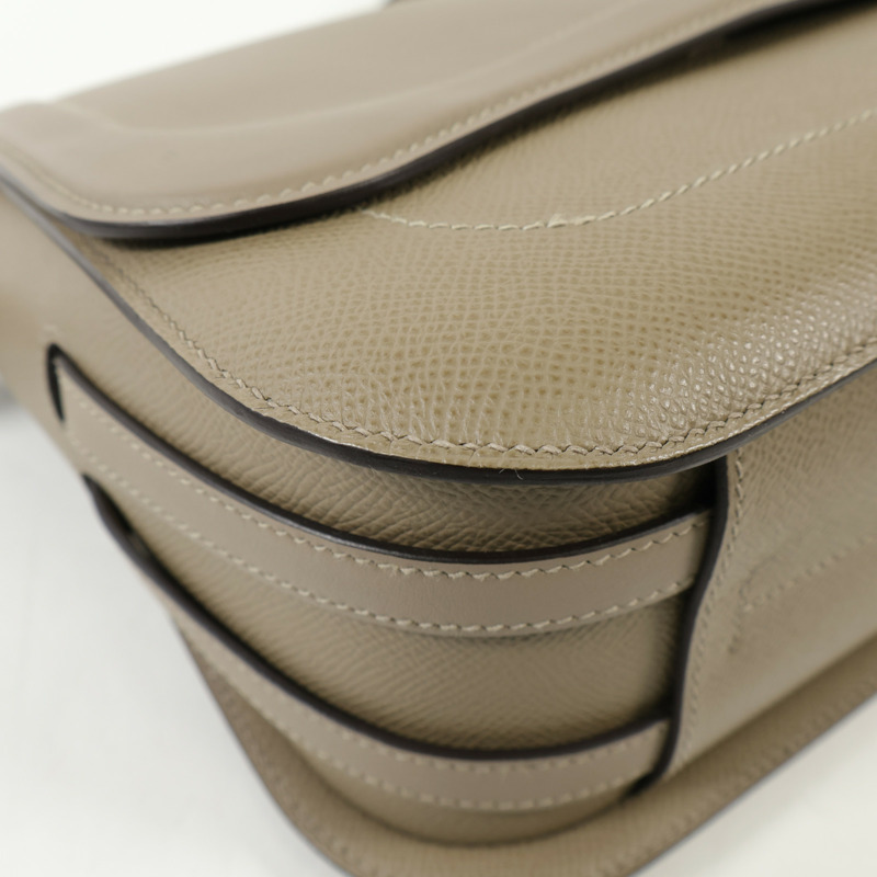 HERMES Epsom/Swift皮革Harnais銀扣肩背袋Etoupe-8