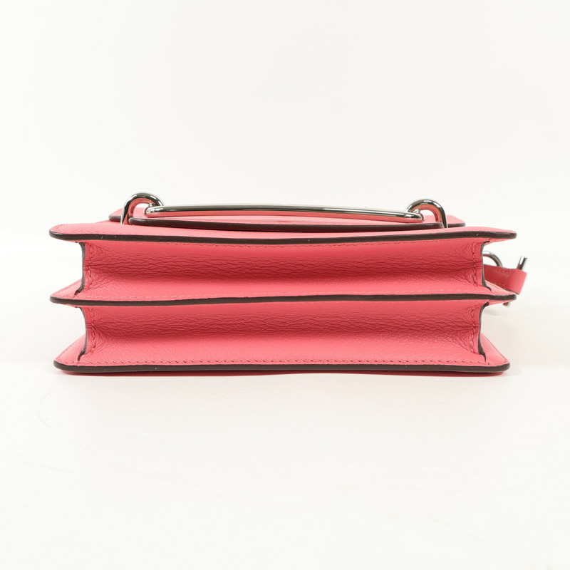 HERMES Evercolor皮革Mini Roulis銀扣肩背袋Rose Azalee-3