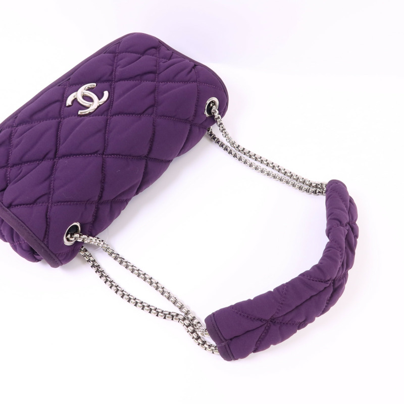 CHANEL 布料Shoulder Bag銀扣肩背袋-4