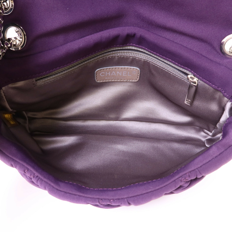 CHANEL 布料Shoulder Bag銀扣肩背袋-5