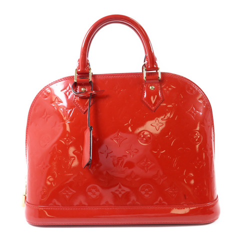 LOUIS VUITTON Vernis Alma PM金扣手挽袋紅色