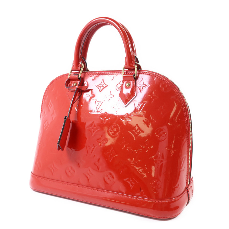 LOUIS VUITTON Vernis Alma PM金扣手挽袋紅色-2