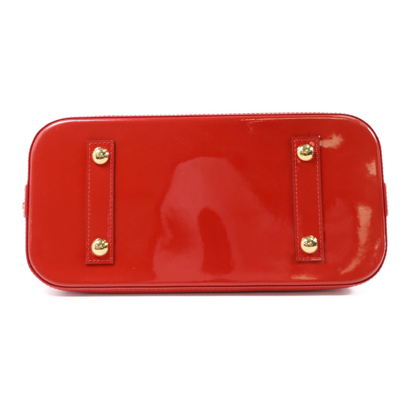 LOUIS VUITTON Vernis Alma PM金扣手挽袋紅色-3