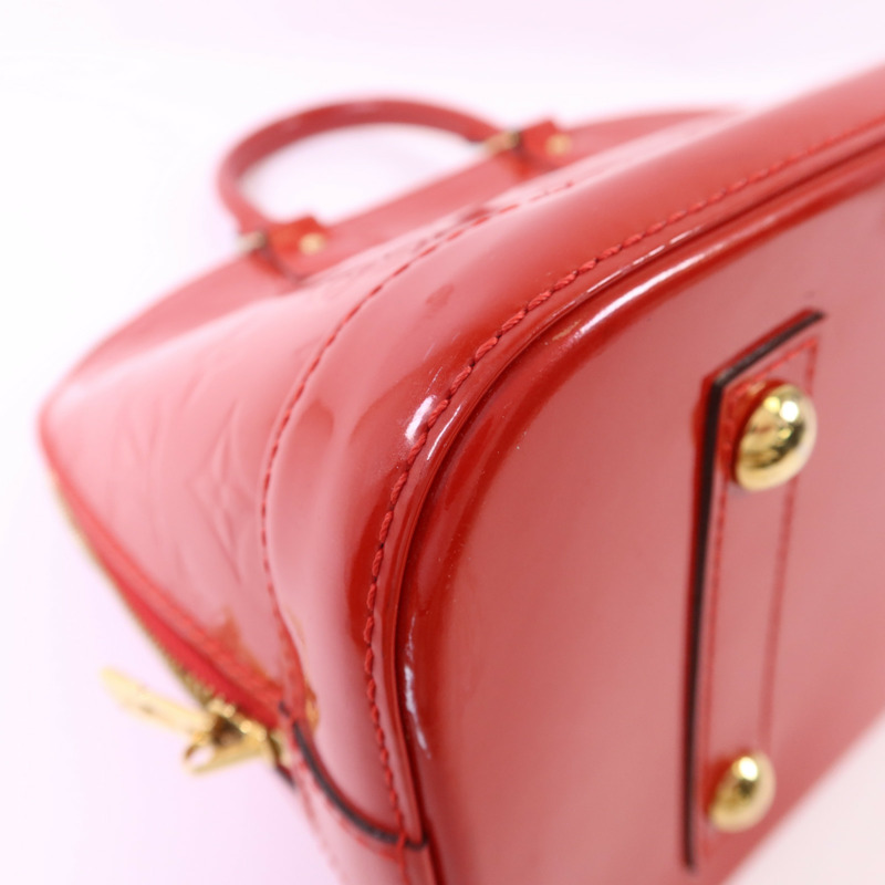 LOUIS VUITTON Vernis Alma PM金扣手挽袋紅色-15