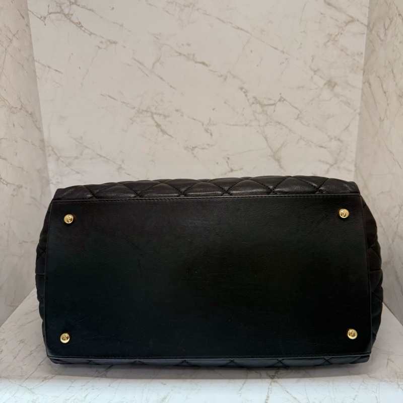 CHAMEL黑金牛皮滾邊鍊條托特單肩包/17-4