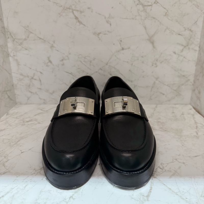 HERMES 黑銀KELLY瑪莉珍鞋 _ 37-1