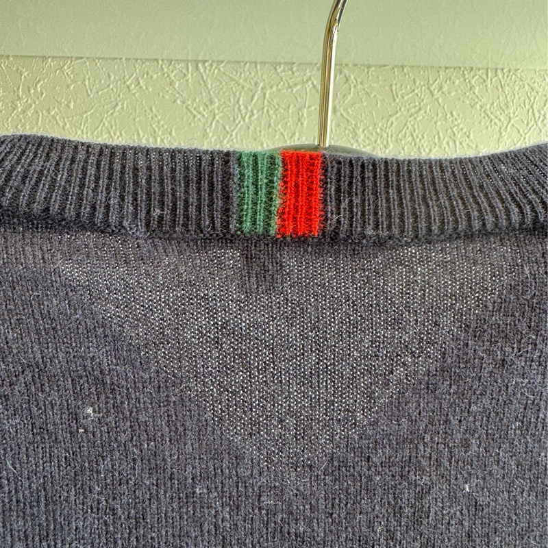 Gucci深藍v領針織毛衣-11