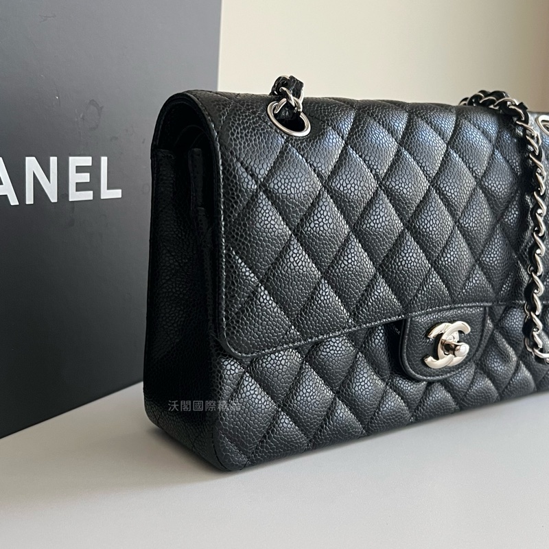 Chanel 香奈兒 荔枝皮黑銀CF25-1