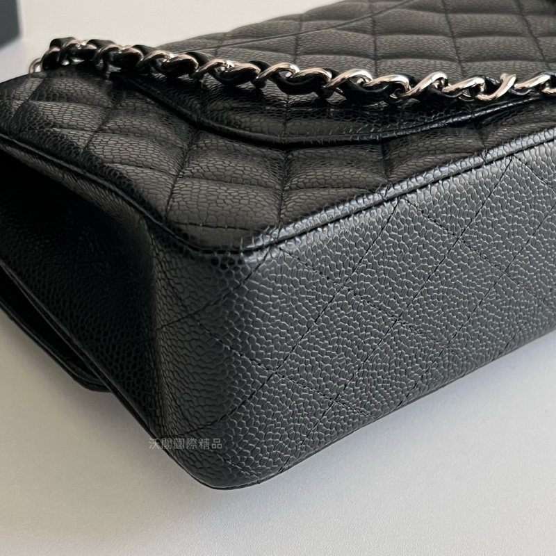 Chanel 香奈兒 荔枝皮黑銀CF25-5