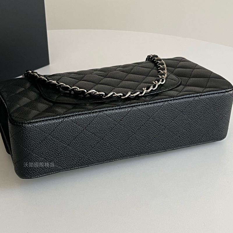 Chanel 香奈兒 荔枝皮黑銀CF25-9