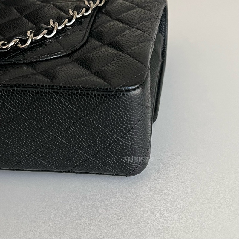 Chanel 香奈兒 荔枝皮黑銀CF25-11