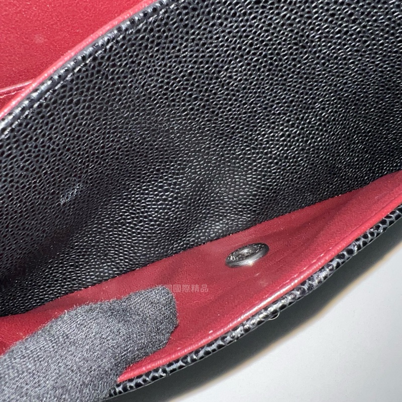 Chanel 香奈兒 荔枝皮黑銀CF25-13