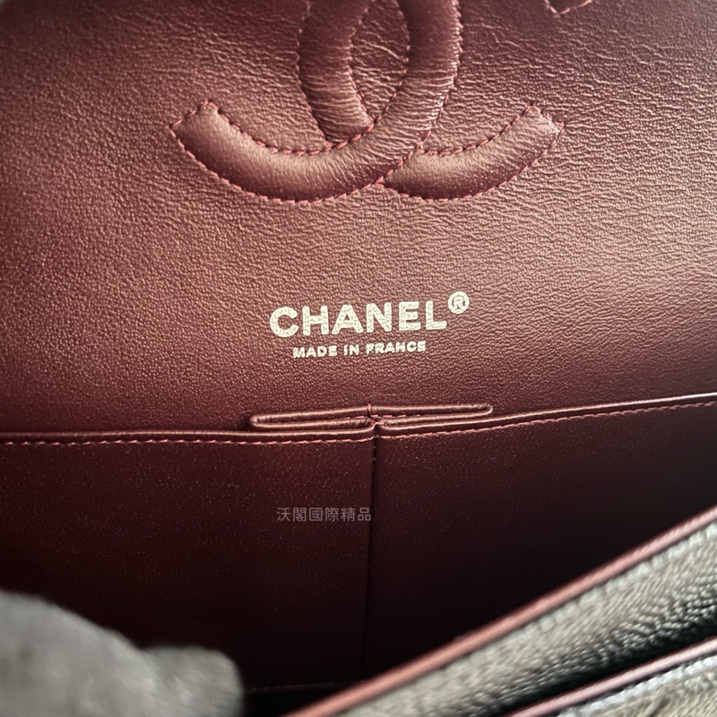 Chanel 香奈兒 荔枝皮黑銀CF25-14