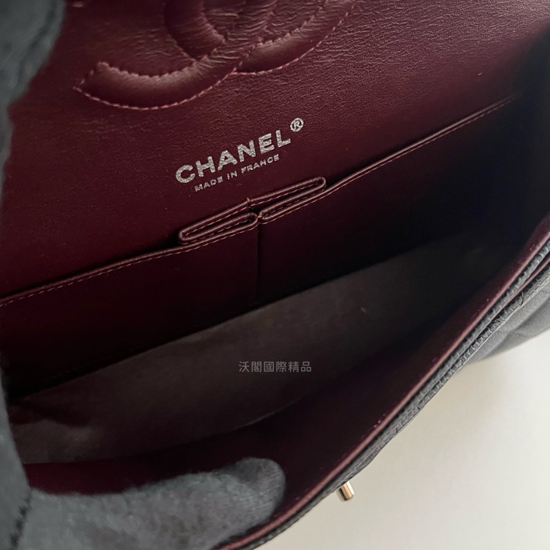 Chanel 香奈兒 荔枝皮黑銀CF25-15