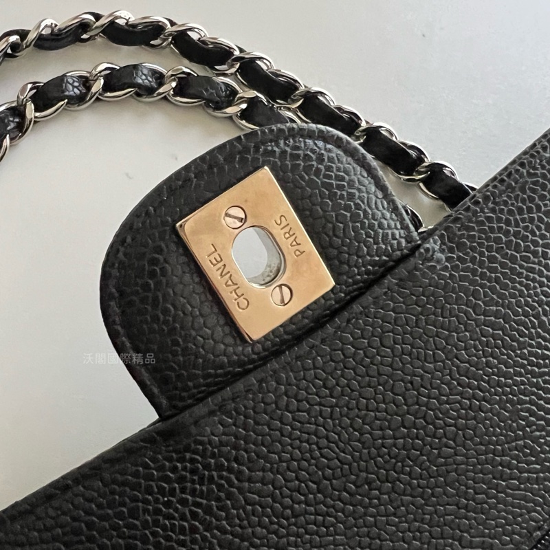 Chanel 香奈兒 荔枝皮黑銀CF25-18