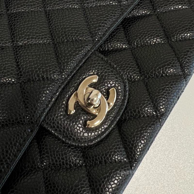 Chanel 香奈兒 荔枝皮黑銀CF25-19