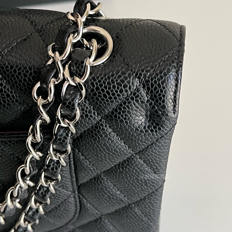 Chanel 香奈兒 荔枝皮黑銀CF25-20