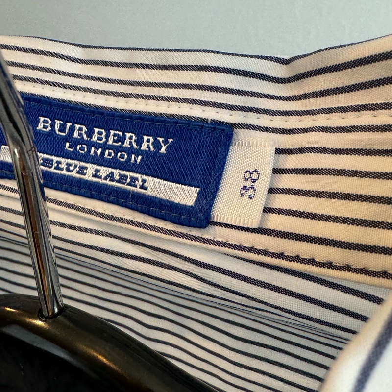 Burberry 黑直線條藍色長袖襯衫-1