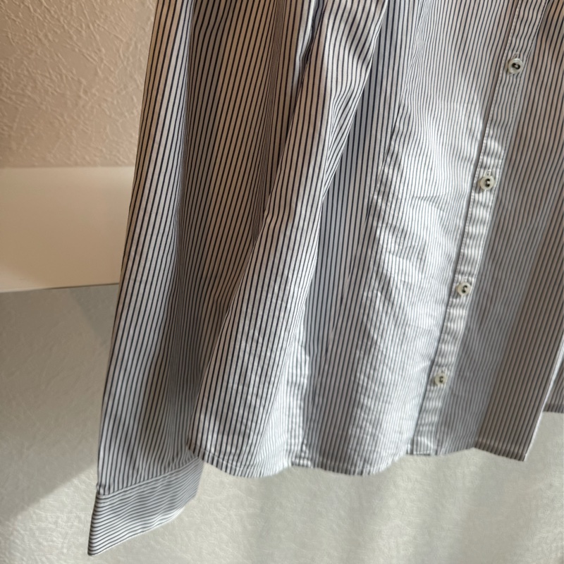 Burberry 黑直線條藍色長袖襯衫-9