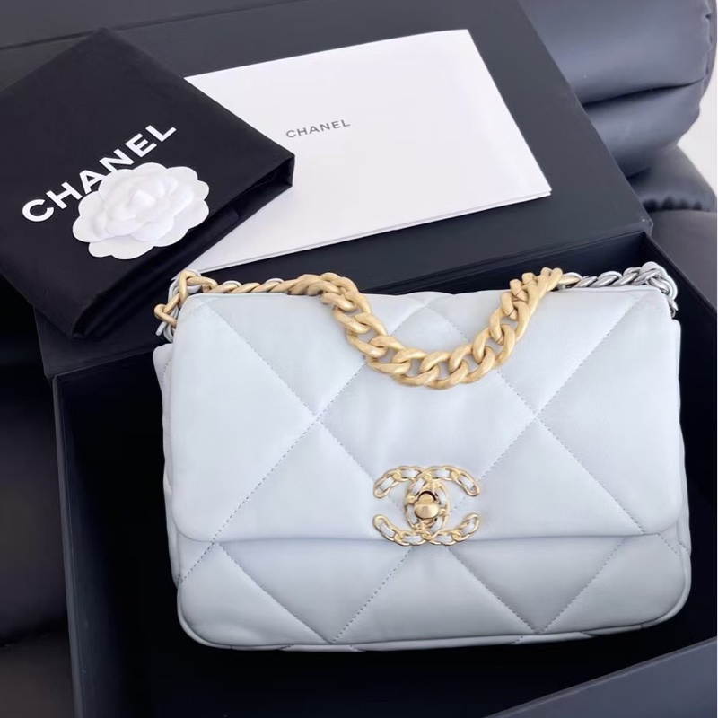 【全新閒置品】Chanel 19bag 香奈兒baby嬰兒藍聖杯藍小號最新芯片款-0