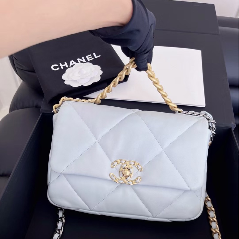 【全新閒置品】Chanel 19bag 香奈兒baby嬰兒藍聖杯藍小號最新芯片款-2