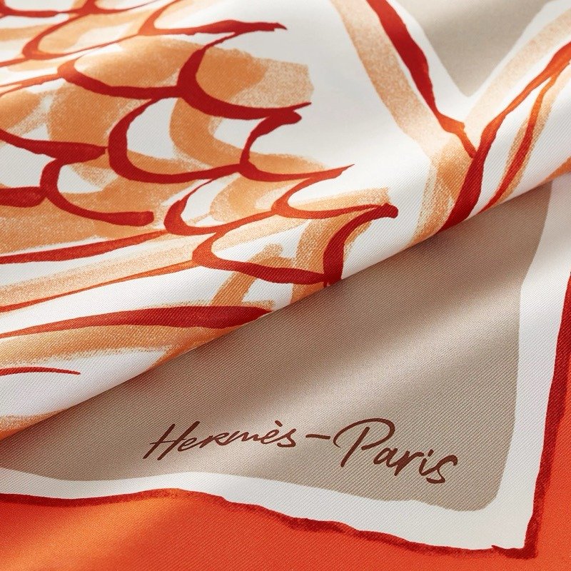 💕Hermes 愛馬仕 Libre Comme Pegase 新款飛馬絲巾/橘紅款/全新美品-4