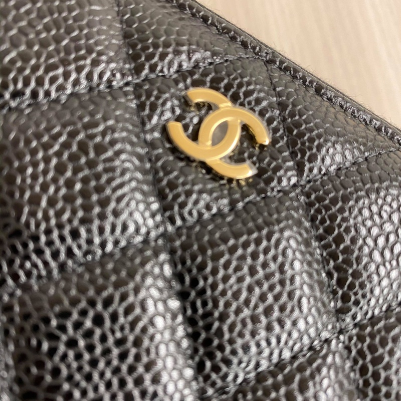 Chanel全新荔枝黑金拉鏈長夾-2