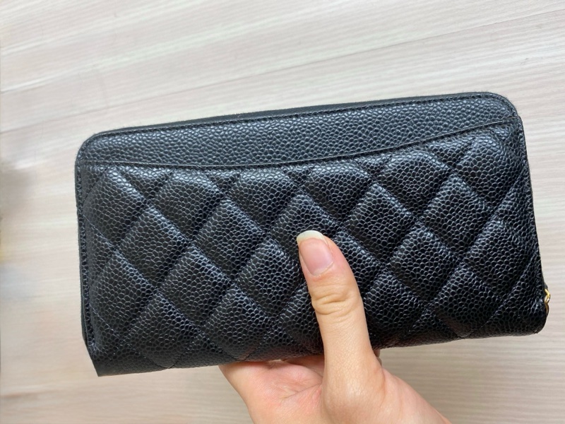 Chanel全新荔枝黑金拉鏈長夾-6