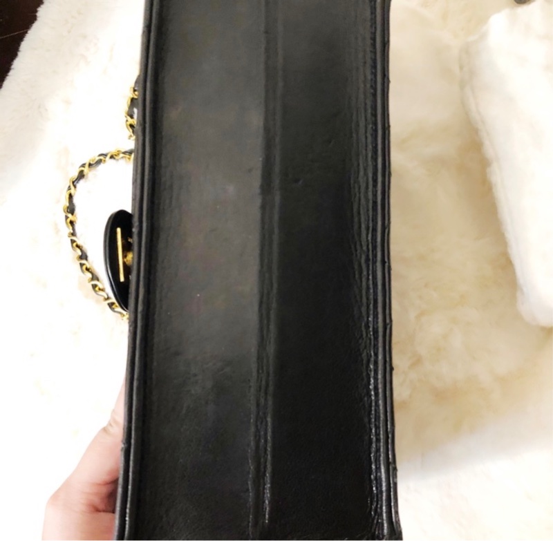 香奈兒 古董包 Chanel Vintage 22cm 羊皮 斜背包 側肩包-2
