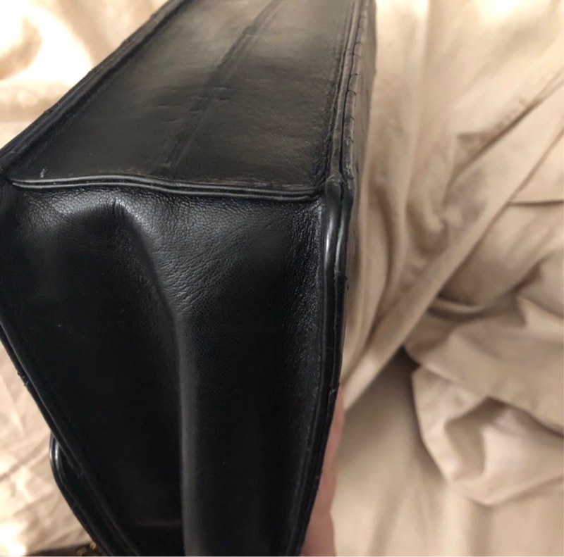 香奈兒 古董包 Chanel Vintage 22cm 羊皮 斜背包 側肩包-4