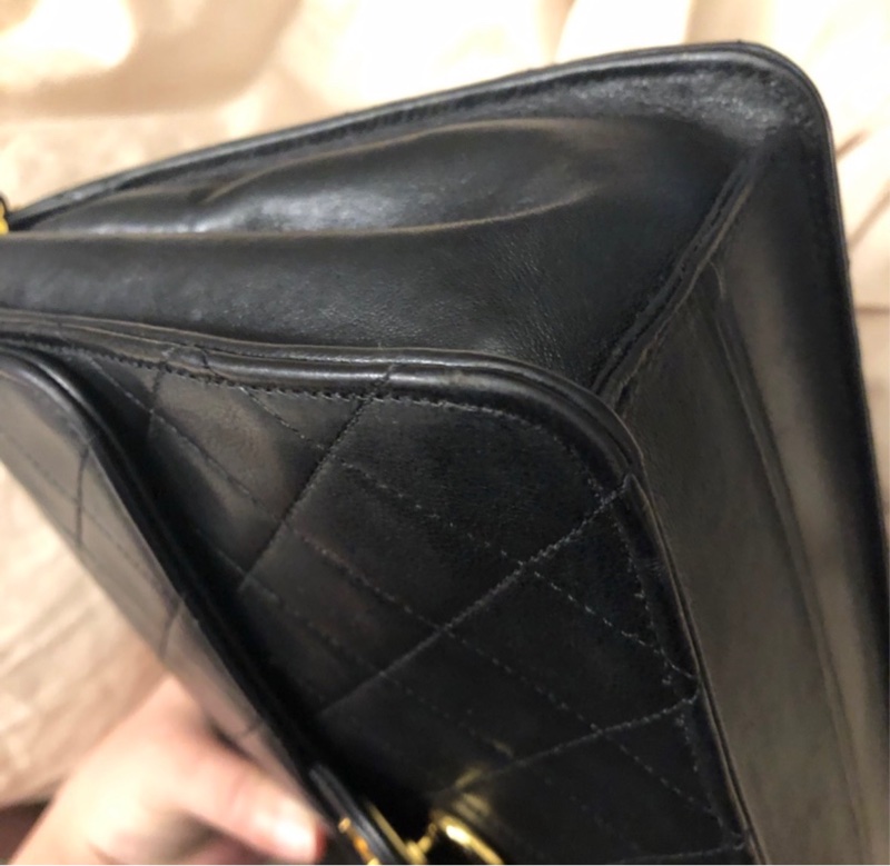 香奈兒 古董包 Chanel Vintage 22cm 羊皮 斜背包 側肩包-5