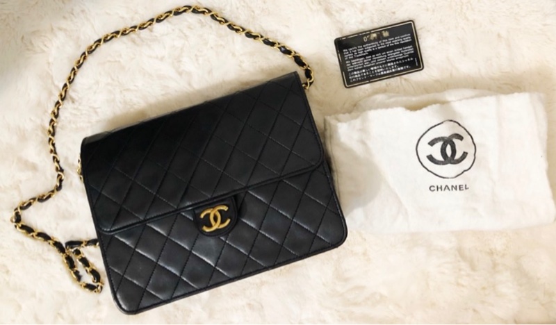 香奈兒 古董包 Chanel Vintage 22cm 羊皮 斜背包 側肩包-10