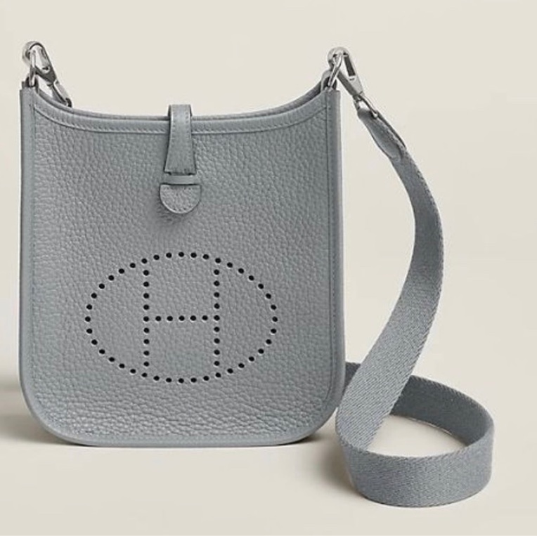 新品HERMES 灰銀扣 mini Evelyne 16cm 2代-4