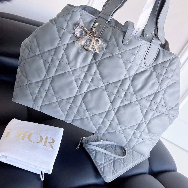 【近新閒置品】迪奧Dior toujours 霧霾藍 大號手提單肩包 tote-0