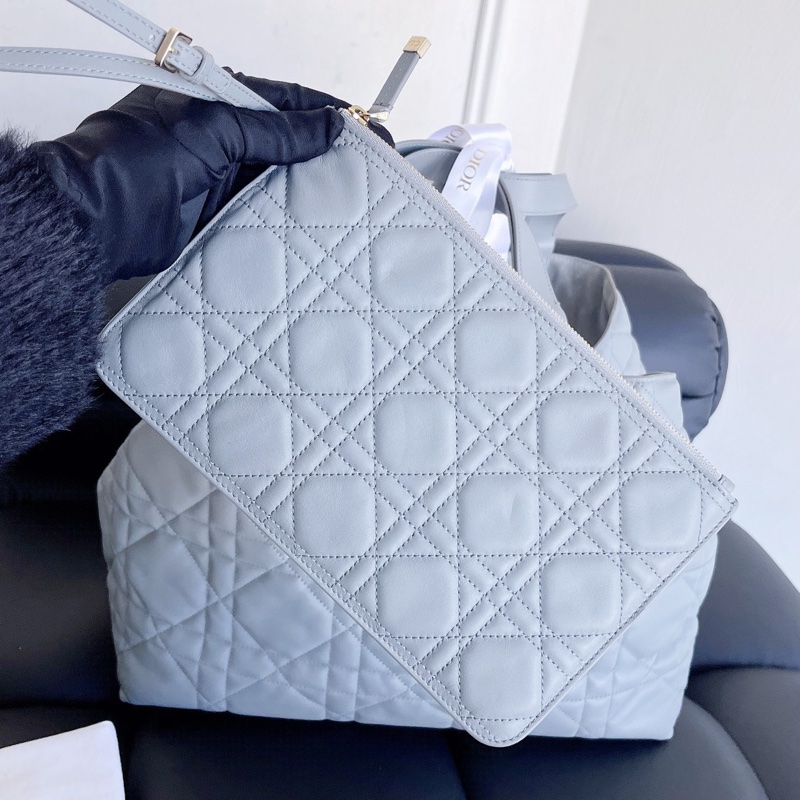 【近新閒置品】迪奧Dior toujours 霧霾藍 大號手提單肩包 tote-15