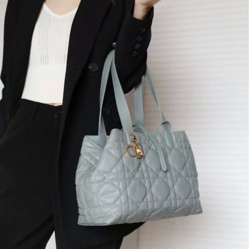 【近新閒置品】迪奧Dior toujours 霧霾藍 大號手提單肩包 tote-18