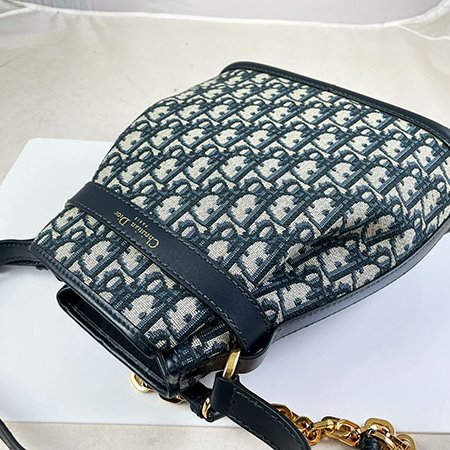 ＊奢華大道國際精品＊【D0267】DIOR 藍色緹花布CEST DIOR金釦二用水桶包 M2271OTZQ-M928-7
