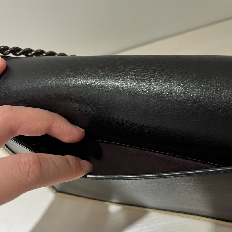 狀況佳✨ COACH 專櫃款 Hutton 撞色鏈條包 黑卡其❤️顏色超美-5