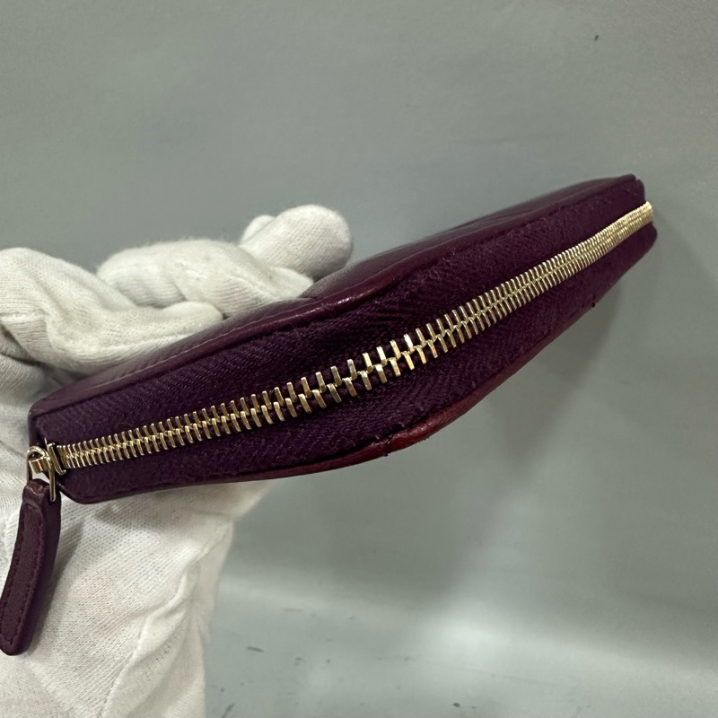 Chanel Ap0948 深紫色羊皮色雙C拉鏈中長夾 19-6