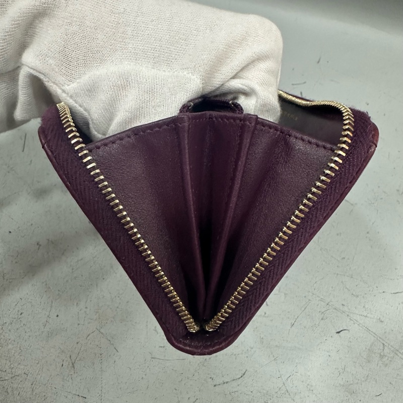 Chanel Ap0948 深紫色羊皮色雙C拉鏈中長夾 19-38