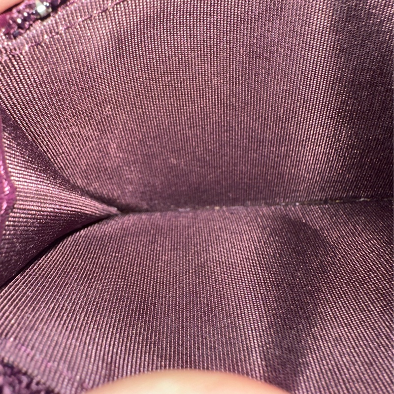 Chanel Ap0948 深紫色羊皮色雙C拉鏈中長夾 19-44