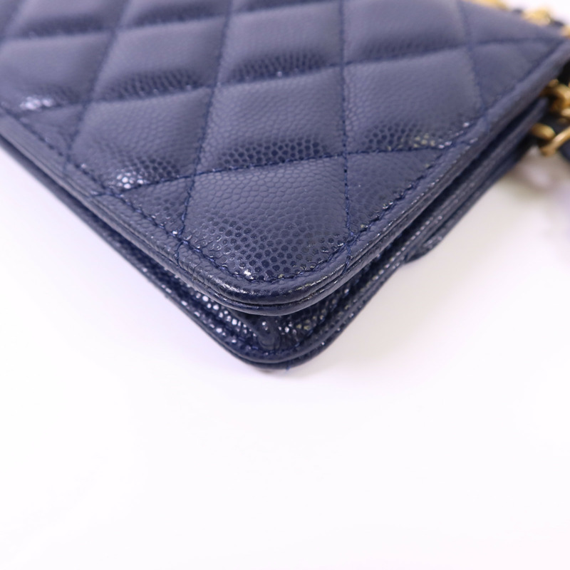 CHANEL 牛皮皮革Chain Shoulder Bag金扣鏈帶肩背袋-15