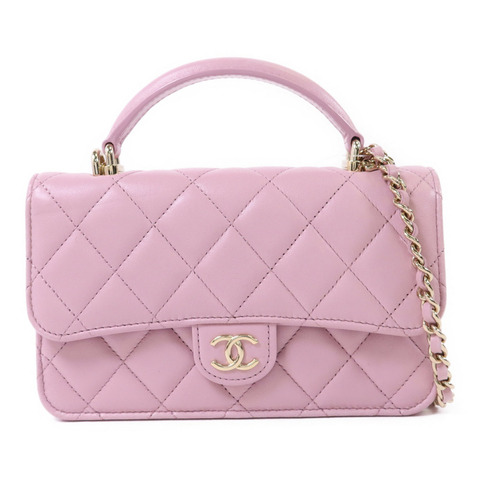 CHANEL 羊皮皮革Chain Shoulder Bag金扣手挽肩背兩用袋