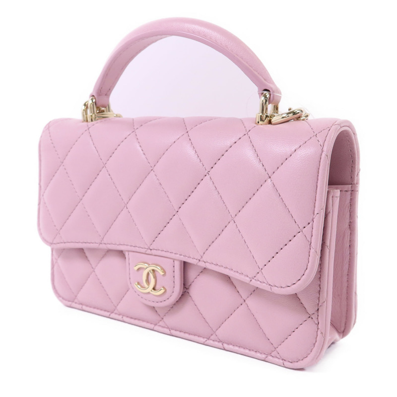 CHANEL 羊皮皮革Chain Shoulder Bag金扣手挽肩背兩用袋-2