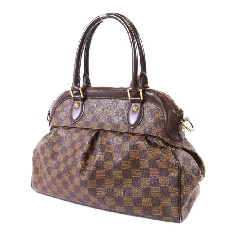 LOUIS VUITTON Damier Trevi PM金扣手挽肩背兩用袋棕色-2
