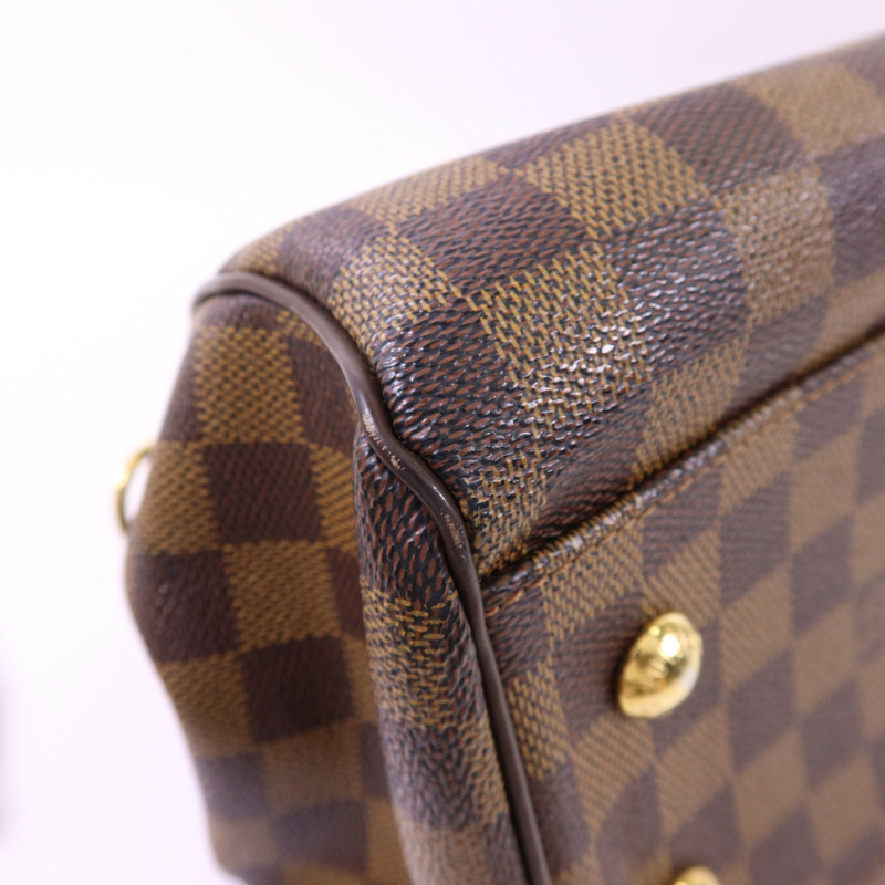 LOUIS VUITTON Damier Trevi PM金扣手挽肩背兩用袋棕色-14